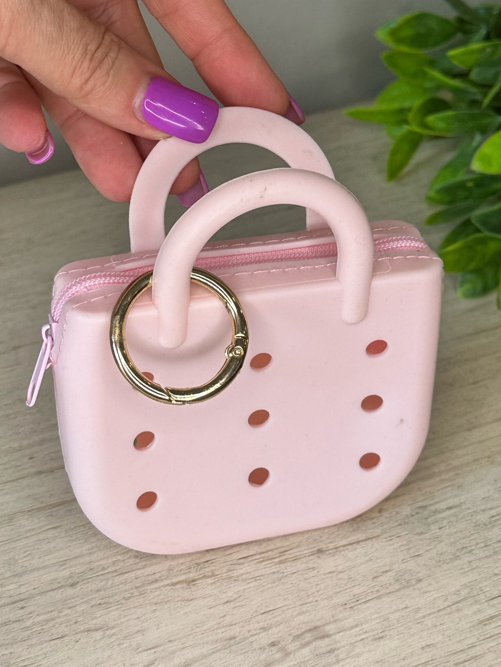 Pink Silicone Mini Bog Bag Keychain - Cute Everyday Accessory